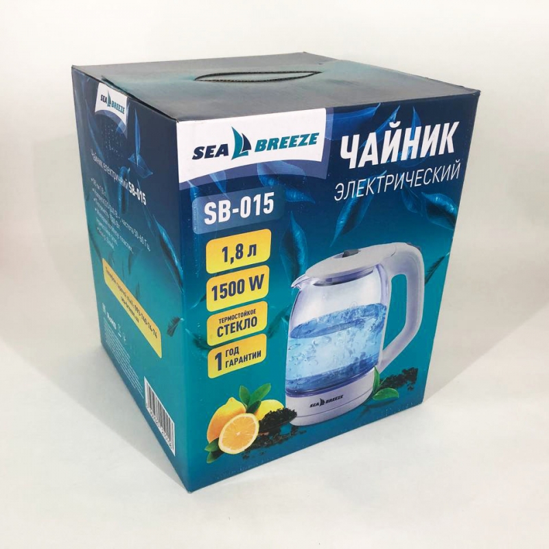Електрочайник SeaBreeze SB-015 скляний 1,8 л 1500 Вт White (tf5876) - фото 12