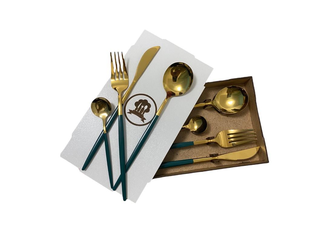 Набор столовых приборов Kitchen на 4 персоны Зеленый (4748282)