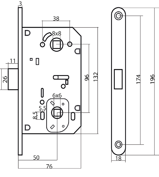 Замок врізний магнітний Class WC PLST Magnet Minimal 410B-S під WC Black matt Чорний (WC M410B-S BLACK MATT MIN) - фото 2 Замок врізний магнітний Class WC PLST Magnet Minimal 410B-S під WC Black matt Чорний (WC M410B-S BLACK MATT MIN) - фото 2