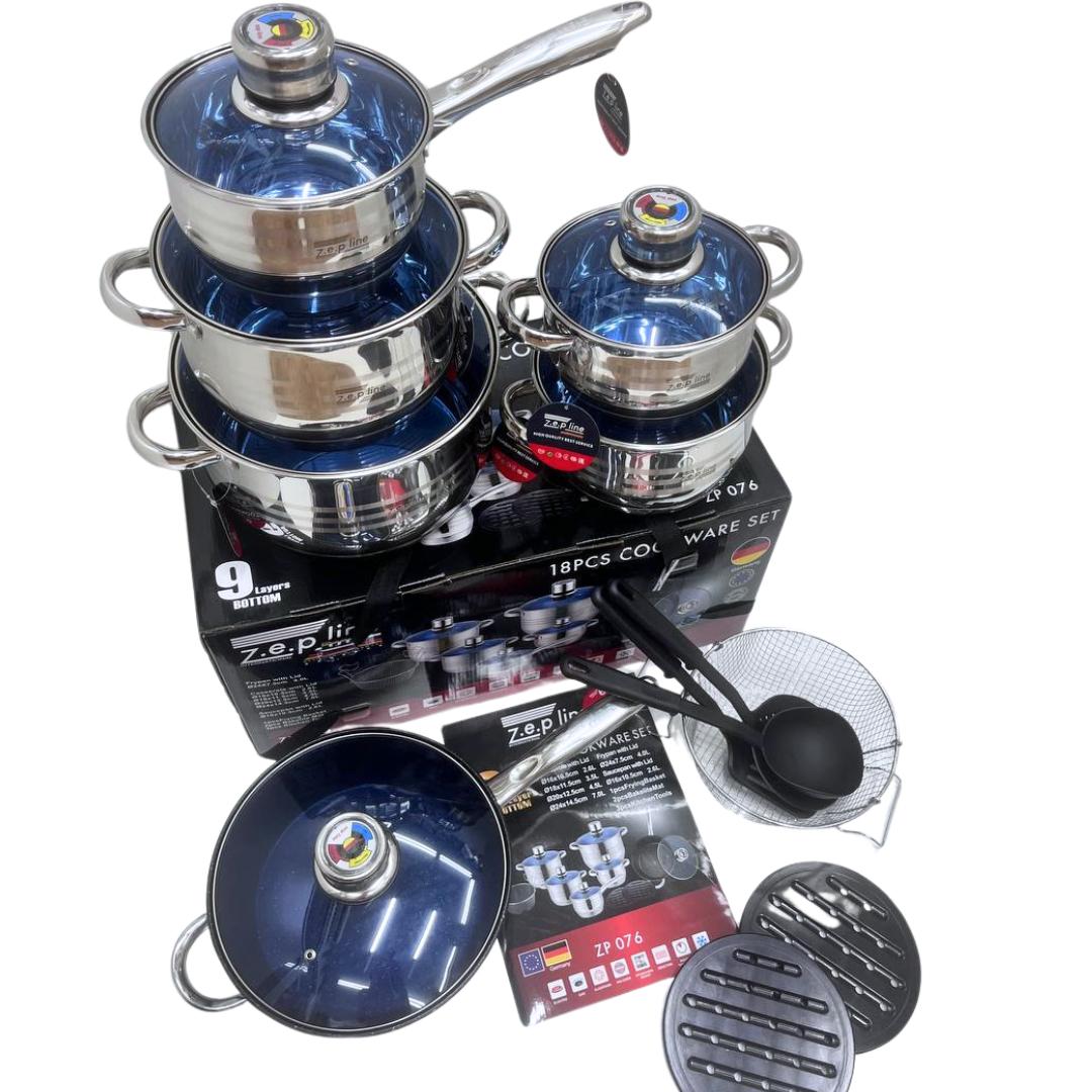 Набір посуду Zepline ZP-076 з неіржавкої сталі 18 предметів - фото 4