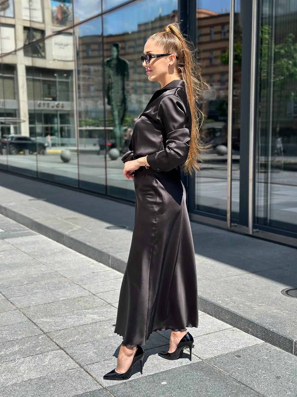 Юбка женская Armani длинная из шелка S Черный (2656491032) - фото 8