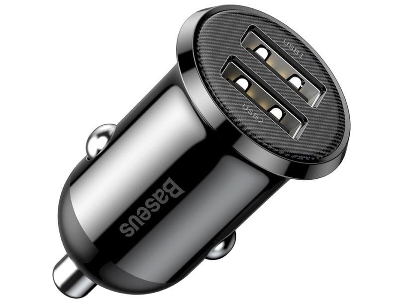 Адаптер автомобильный зарядное устройство BASEUS CCALLP-01 Grain Pro Car Charger Dual 2xUSB 4.8A Black