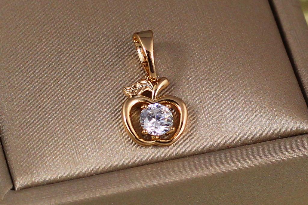 Кулон Xuping Jewelry Яблучко з камінчиком 9 мм Золотистий