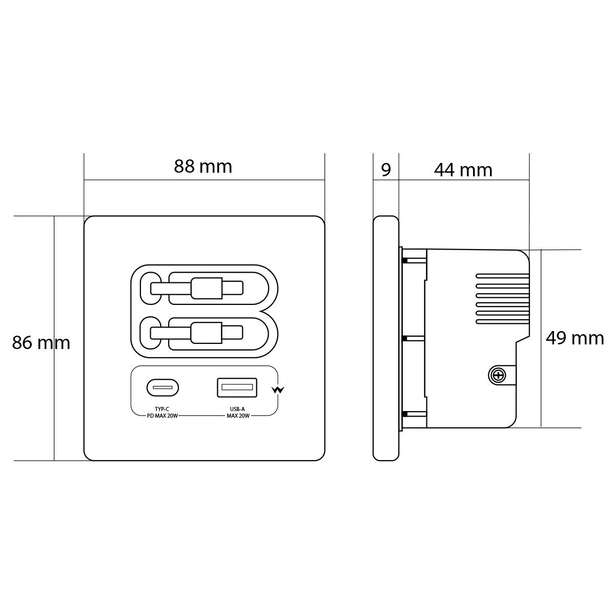 Розетка Folem RZ2 з висувними кабелями Type-C Lightning/портами Type-C/USB та швидким заряджанням 20W PD3.0 QC3.0 Білий - фото 4