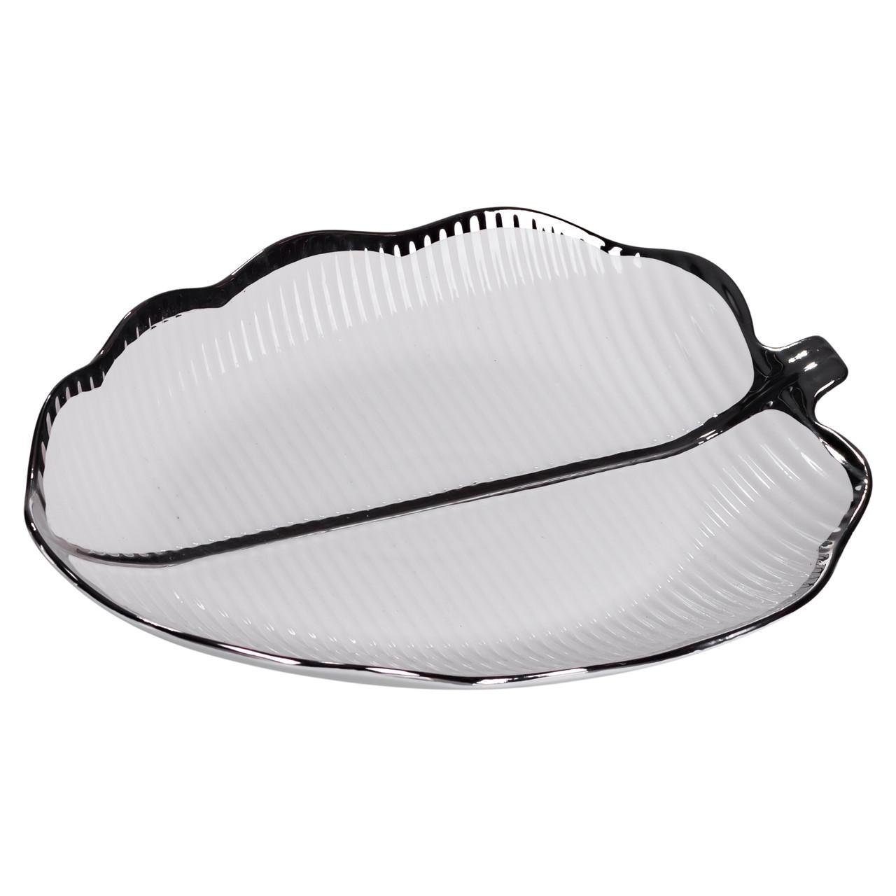 Блюдо для сервировки стола Лист 31х20х3 см Серебристый (ML6047) - фото 3 Блюдо для сервировки стола Лист 31х20х3 см Серебристый (ML6047) - фото 3