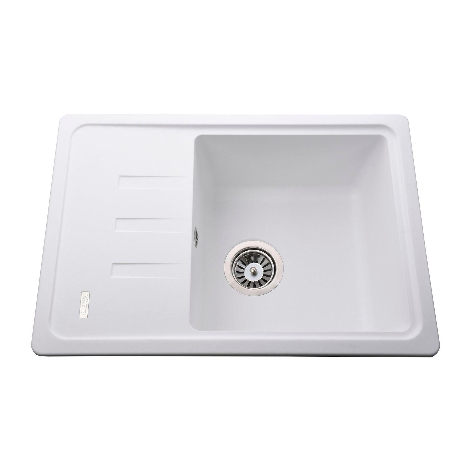Гранитная мойка Globus Lux Mono А0007 620х435 мм Белый