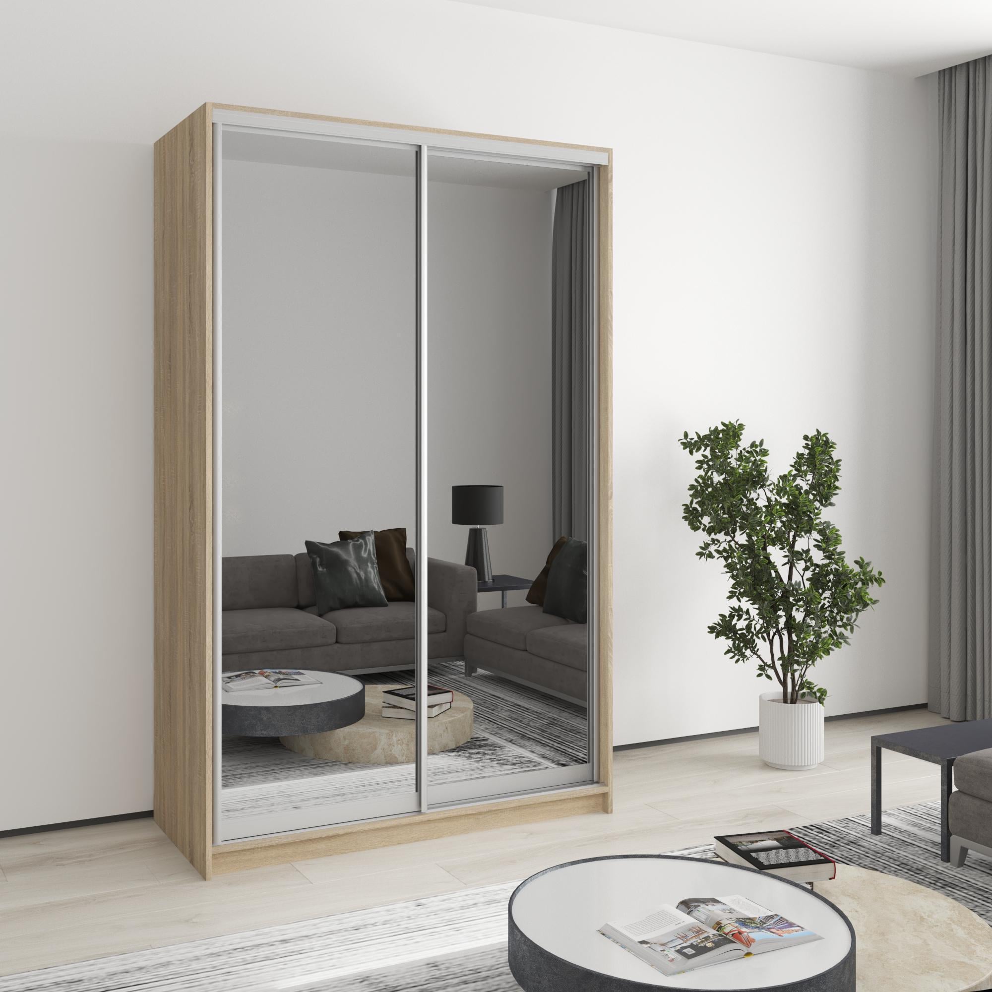 Шкаф-купе двухдверный MebelStar Стандарт AL 2 зеркала 130x60x210 см Дуб сонома (MBS-2534)