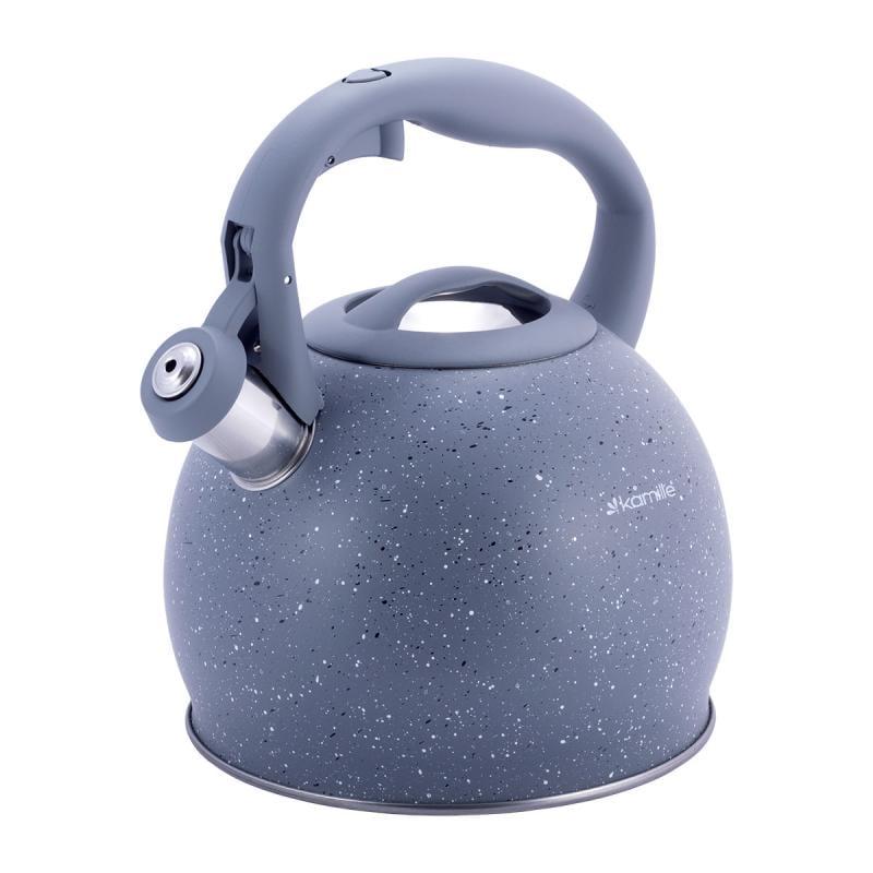 Чайник Kamille Whistling Kettle з нержавіючої сталі зі свистком 3 л Сірий мармур