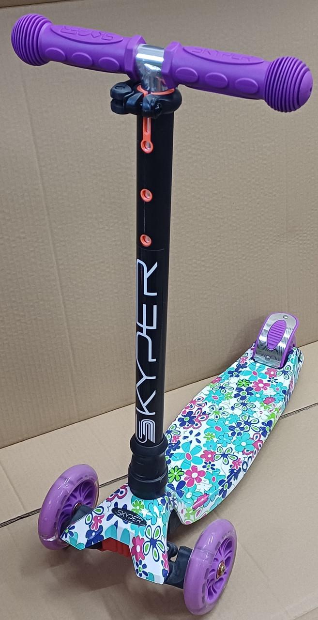 Самокат Best Scooter MAXI Фиолетовые цветы