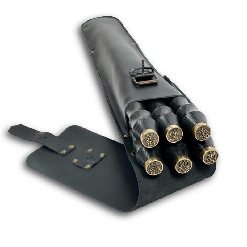 Набор шампуров BS63 Украинский герб в чехле из кожи