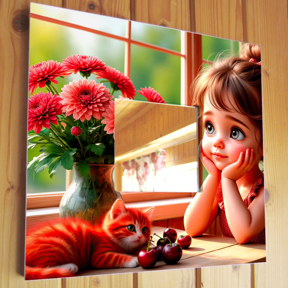 Зеркало декоративное Девочка и лето 260х260 мм (M04659)