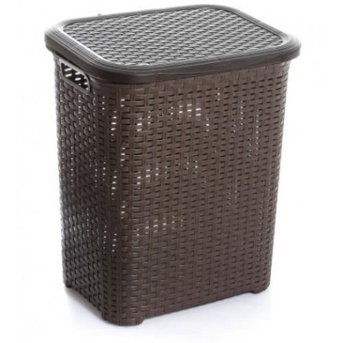 Корзина для белья с крышкой Tuffex Rattan 45 л Темный шоколад (ТР-7019 ш)