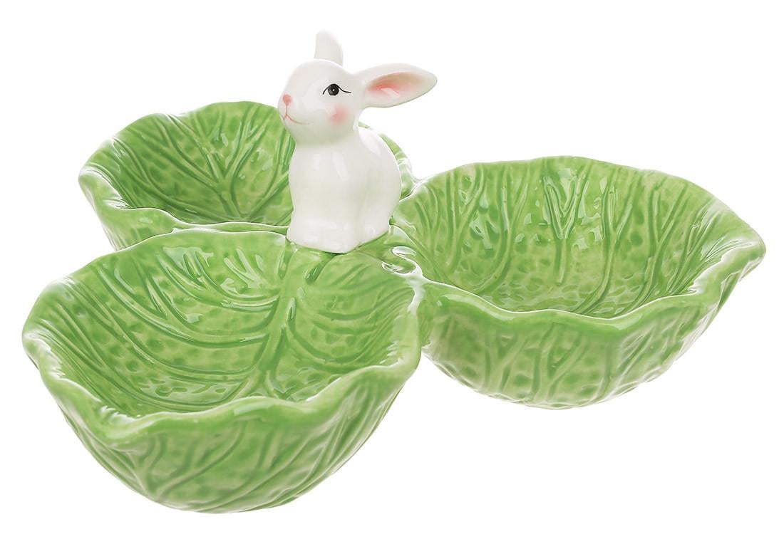 Менажница BonaDi Зайчик с капустой керамическая 21,5х10,5 см (928-122) Менажница BonaDi Зайчик с капустой керамическая 21,5х10,5 см (928-122)