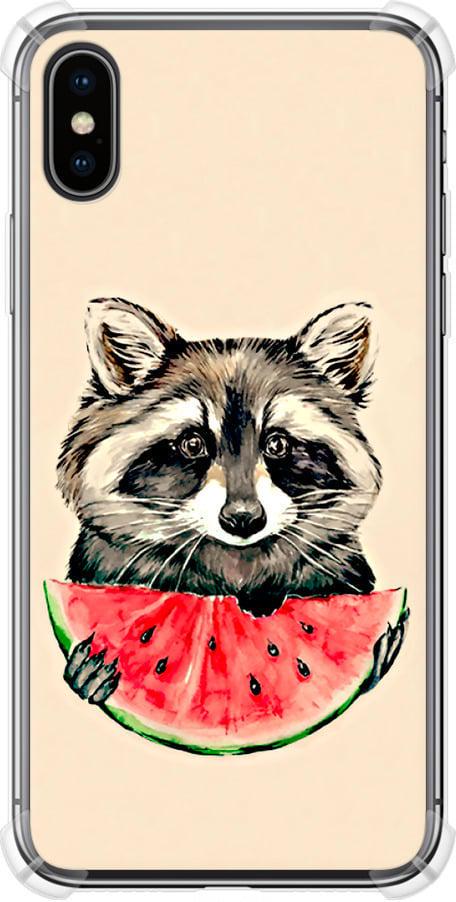 Чехол на iPhone X Енотик с арбузом (4605sp-1050-42517)