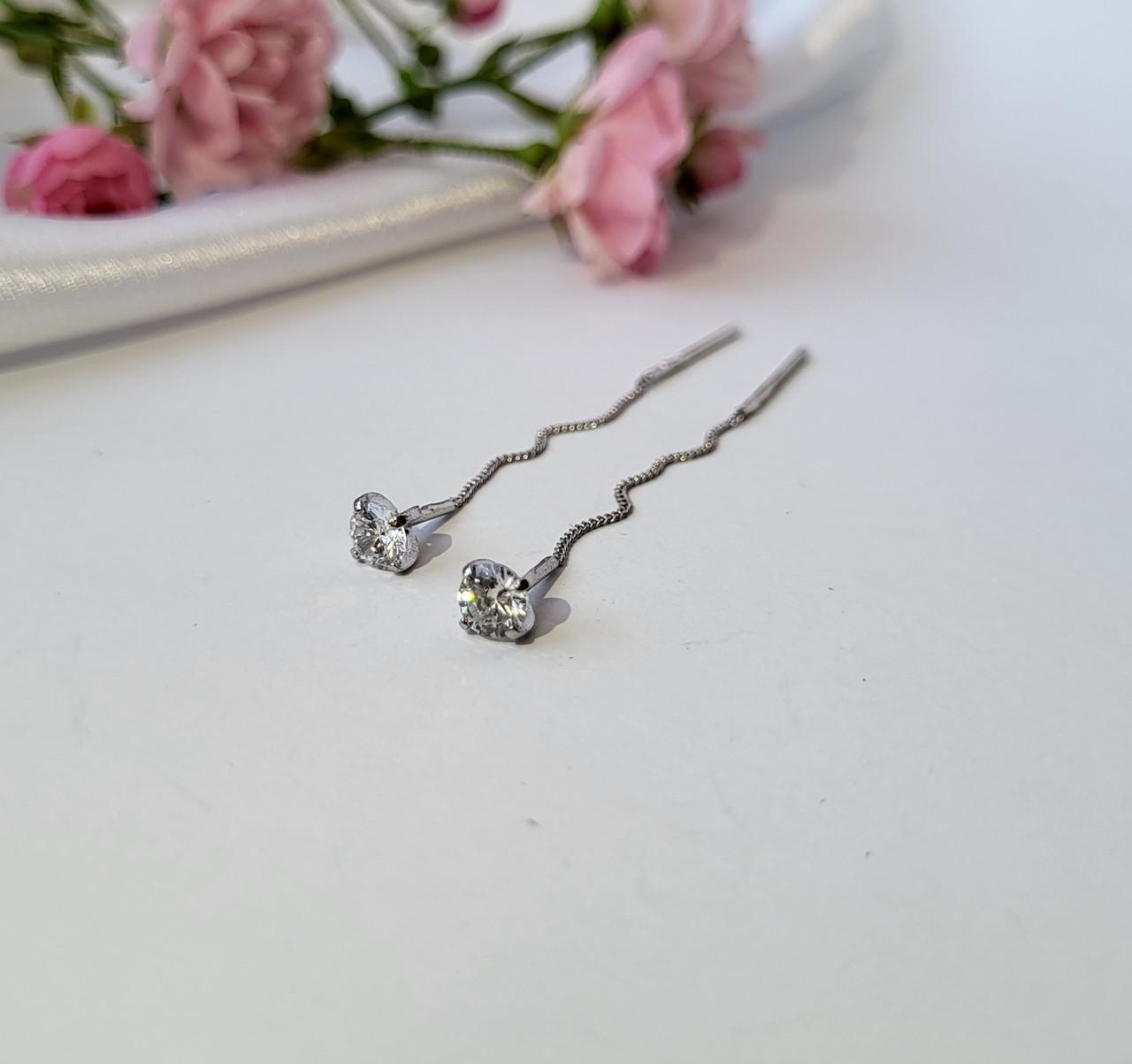 Серебряные серьги пара Камень протяжки 5 мм 925 проба 1,20 г (5265/1р)