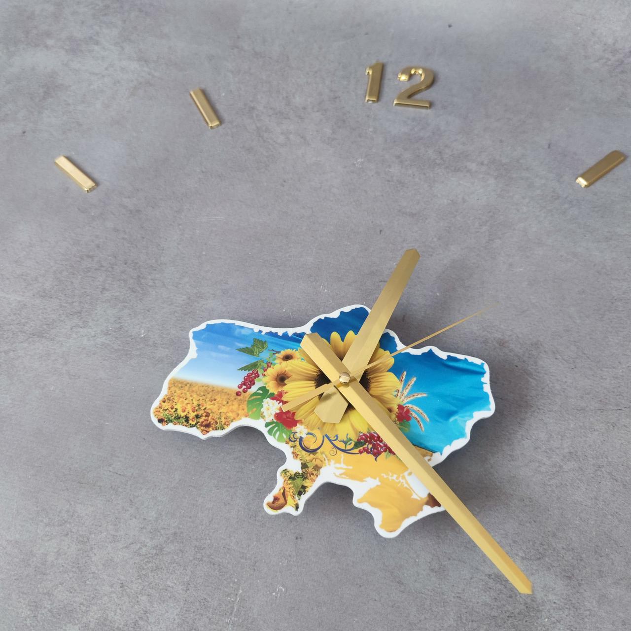 Годинник настінний 3D Карта України Золотистий (2584890066) - фото 4