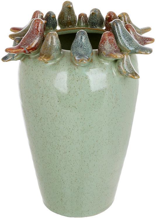 Ваза керамическая Birds птичий базар 16х22 см Зеленый