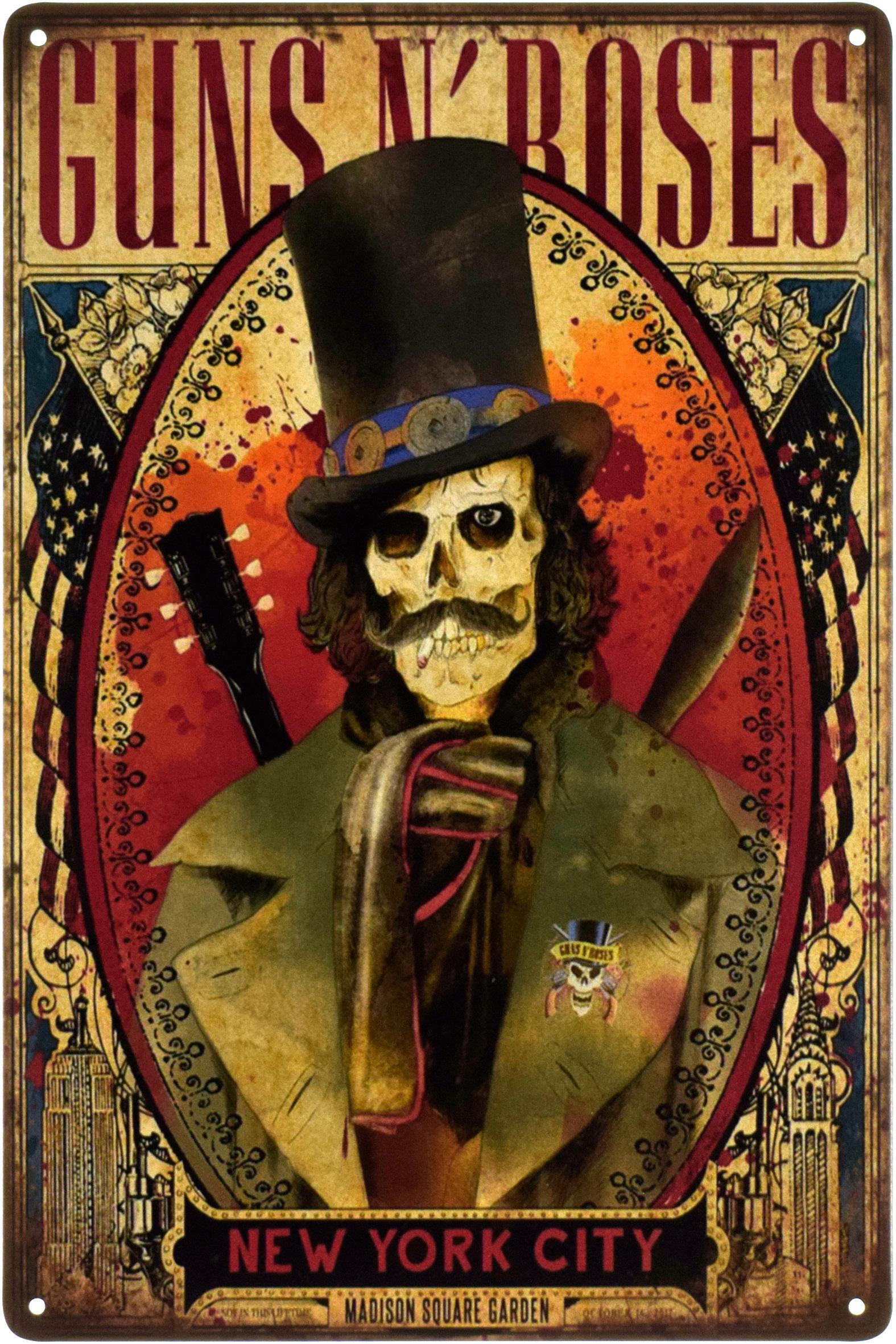 Металлическая табличка Guns N' Roses New York City 20x30 см