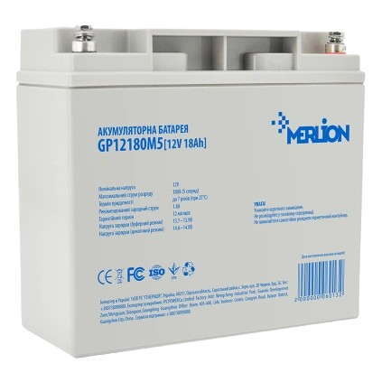 Акумуляторна батарея Merlion GP12180M5 12V 18 Ah з технологією AGM (30359493)