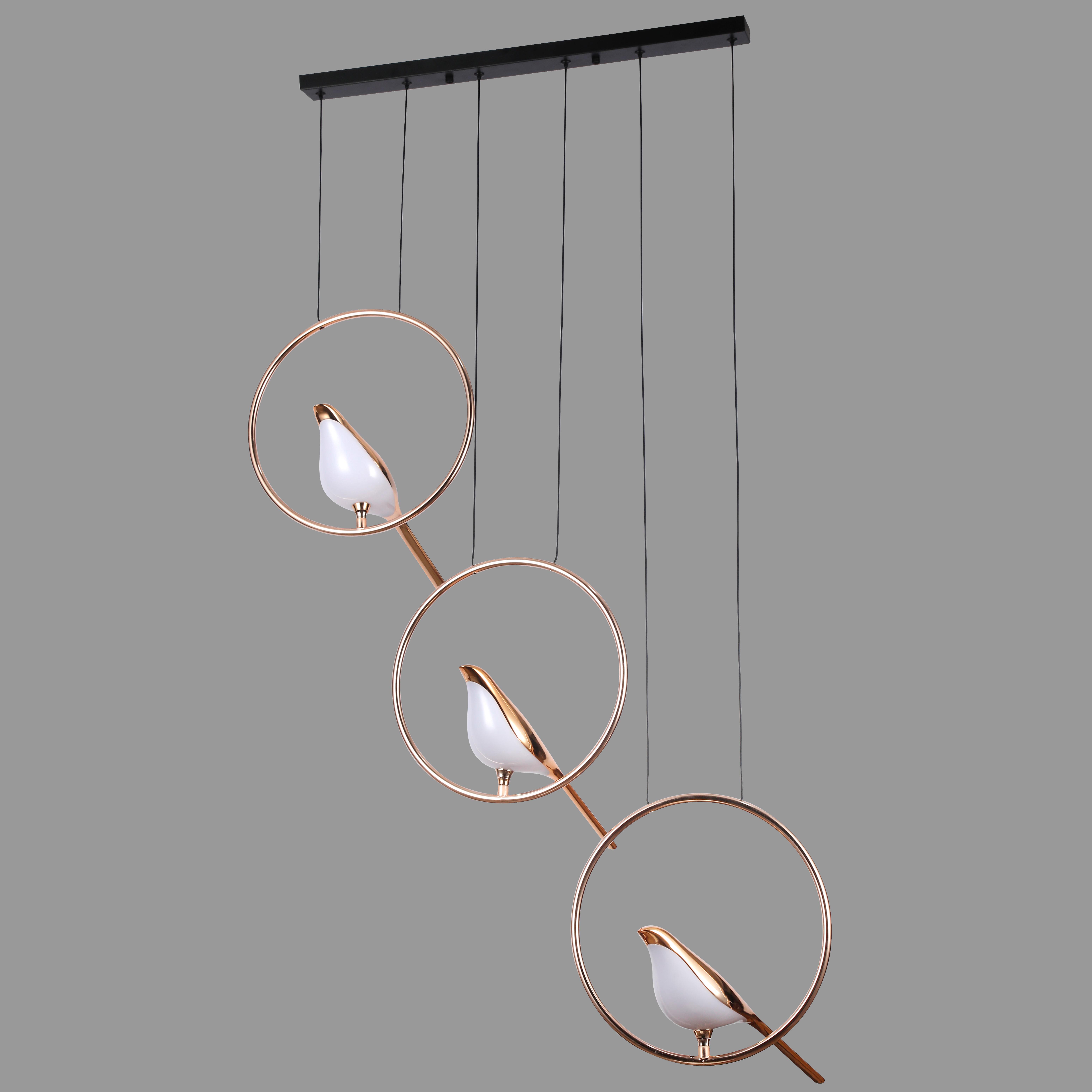 Люстра современная с подвесными птичками 16W (84-V1003-3B BK+FGD)