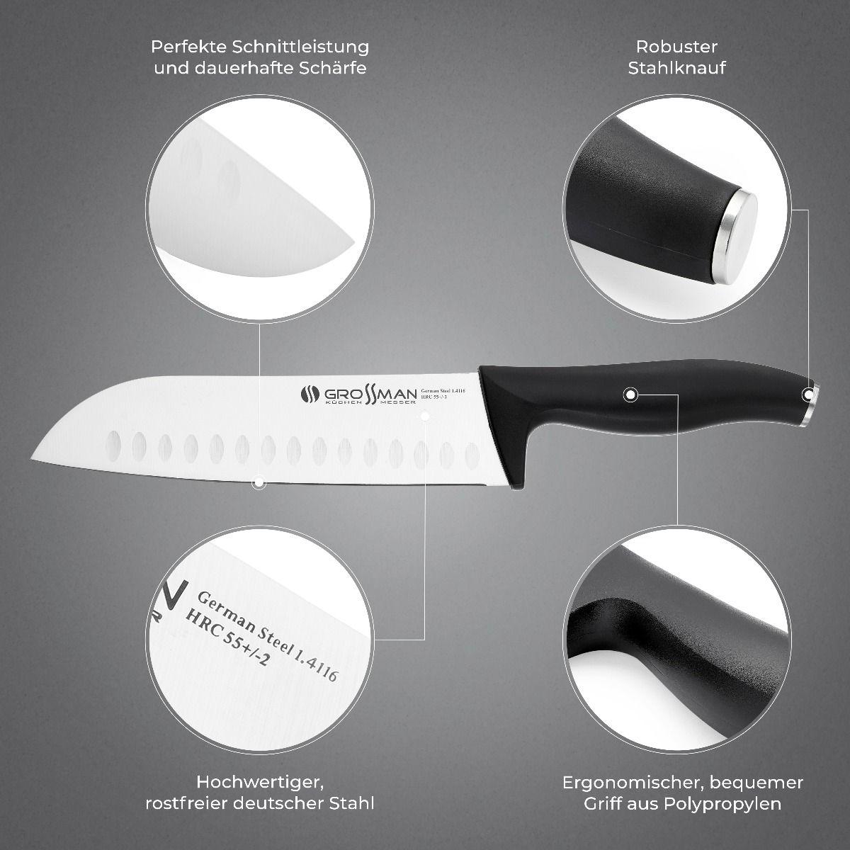 Ніж кухонний сантоку Grossman EZ (26447172) - фото 10 Ніж кухонний сантоку Grossman EZ (26447172) - фото 10