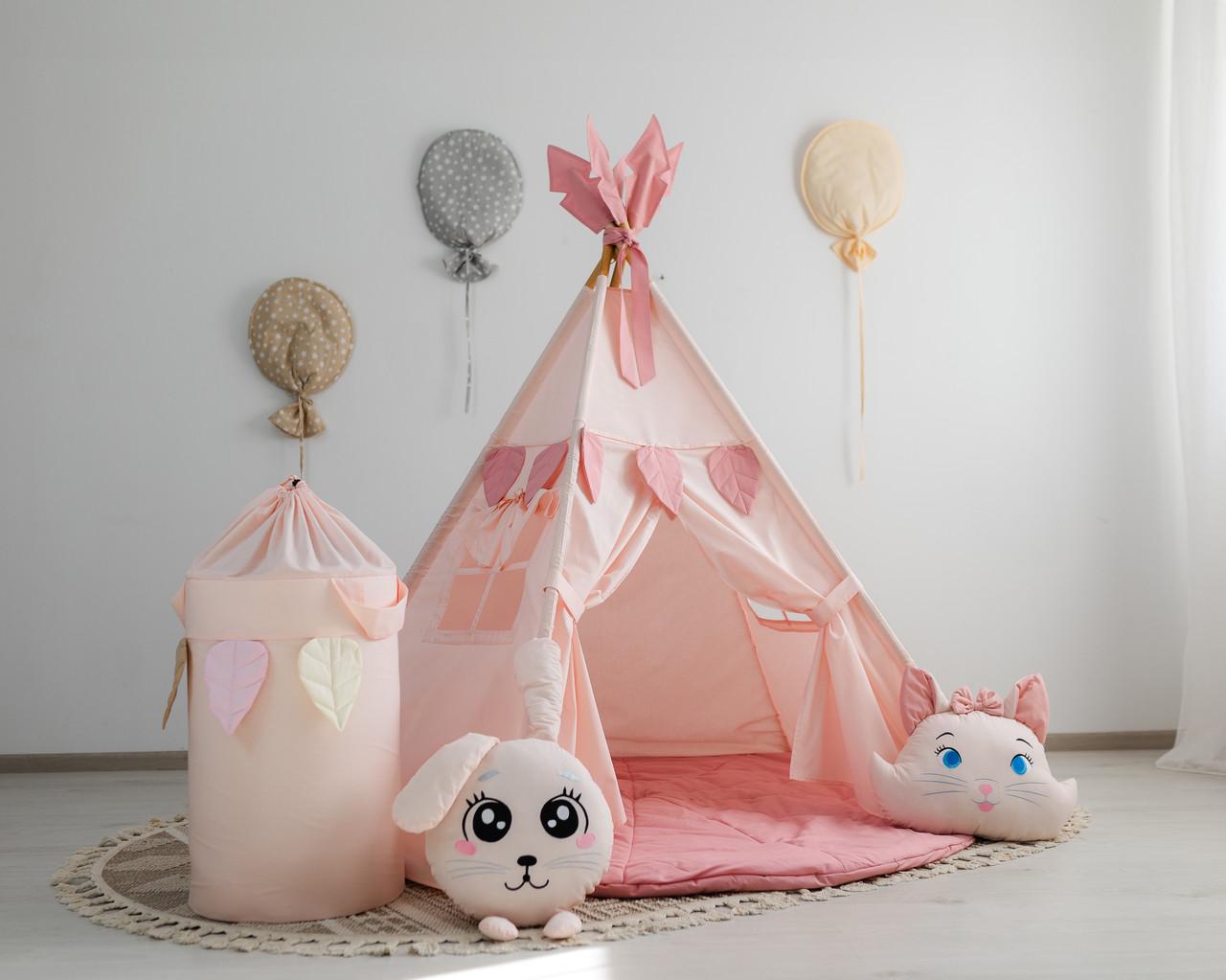 Вігвам для дітей Пухнасті друзі Пудровий - фото 2 Вігвам для дітей Пухнасті друзі Пудровий - фото 2