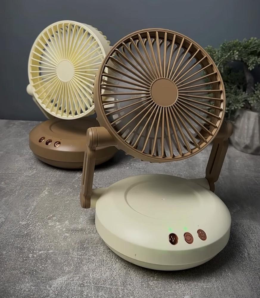 Вентилятор настільний на акумуляторі USB Type-C 1200 мАг 3 швидкості LED підсвітка Коричневий (27418614) - фото 11