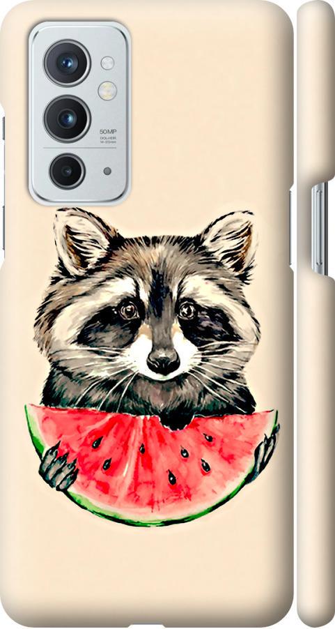 Чехол на OnePlus 9RT Енотик с арбузом (4605m-2520-42517)