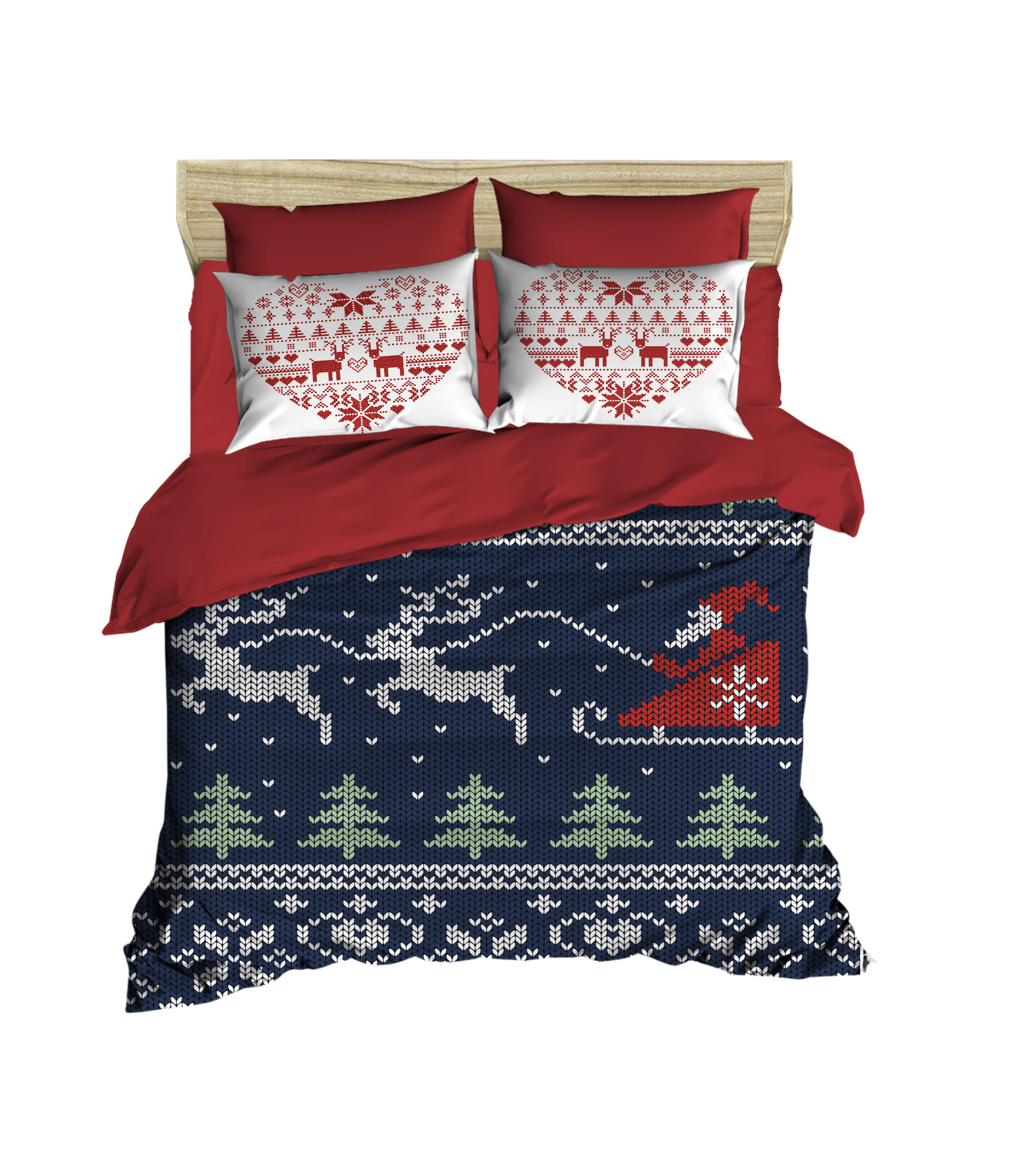 Комплект постільної білизни Lighthouse Ranforce 3D Flying Santa 200х220 см/50x70 см 4 шт.