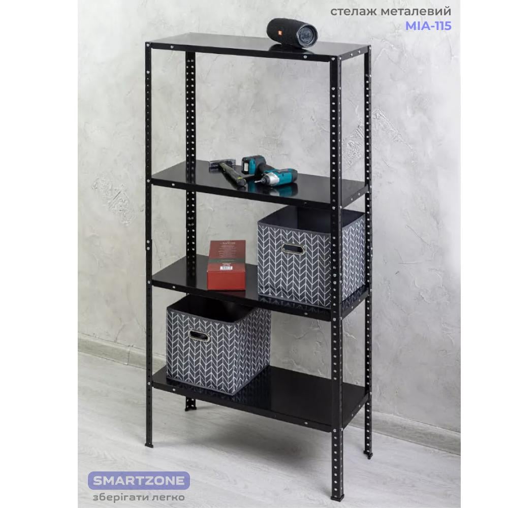Стелаж металевий на 4 полиці 150х75х30 см Чорний (МІА-115) - фото 6