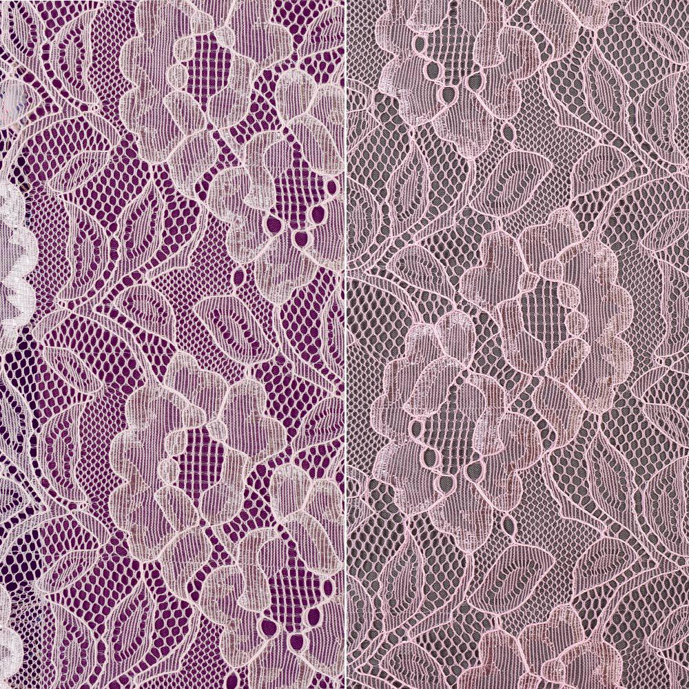 Тканина мереживне полотно стрейч квіти на сітці ширина 150 см Рожевий (11135.064) - фото 3 Тканина мереживне полотно стрейч квіти на сітці ширина 150 см Рожевий (11135.064) - фото 3