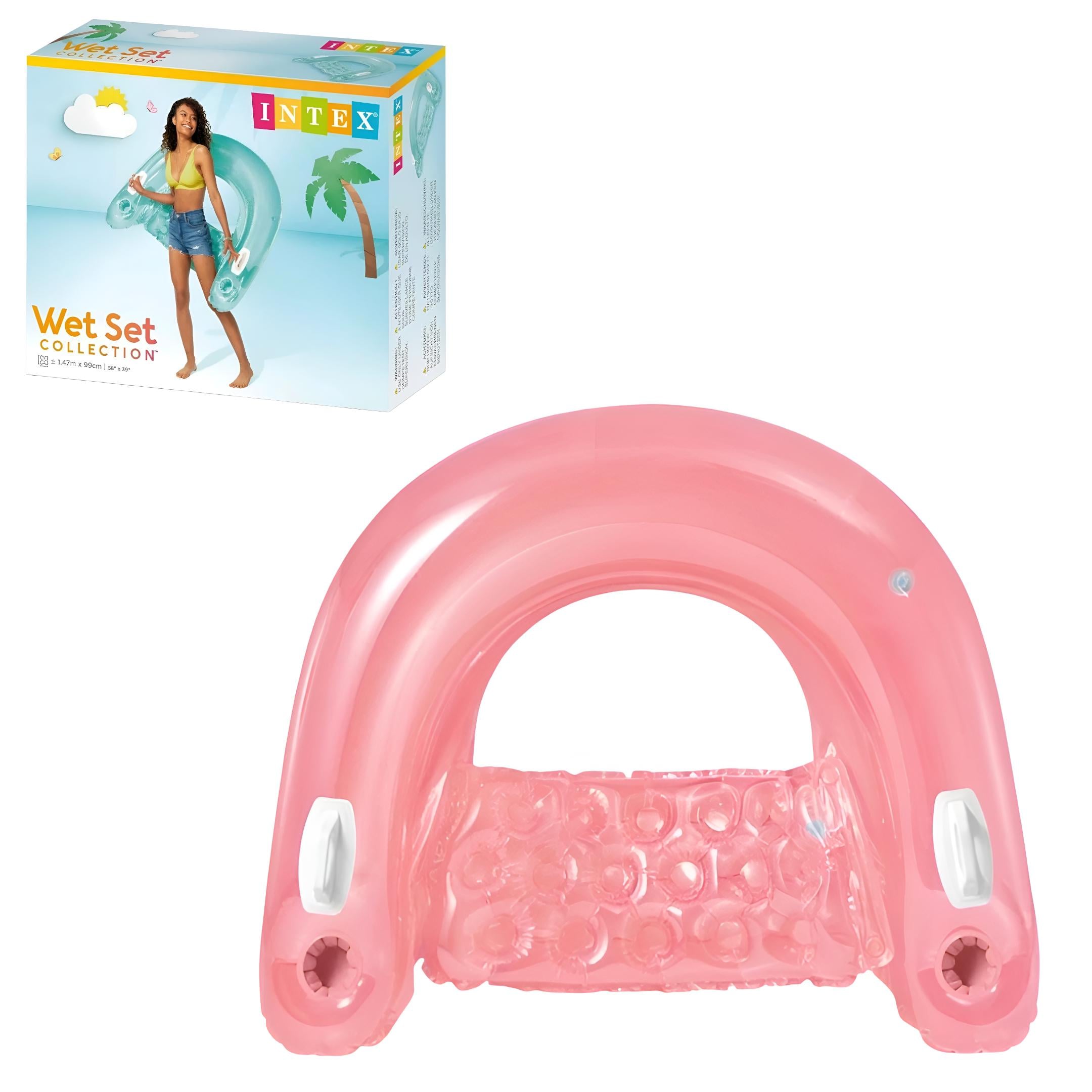 Надувное кресло Intex Sit'n Float с подстаканниками ПВХ 152 х 99 см Розовый (58859)