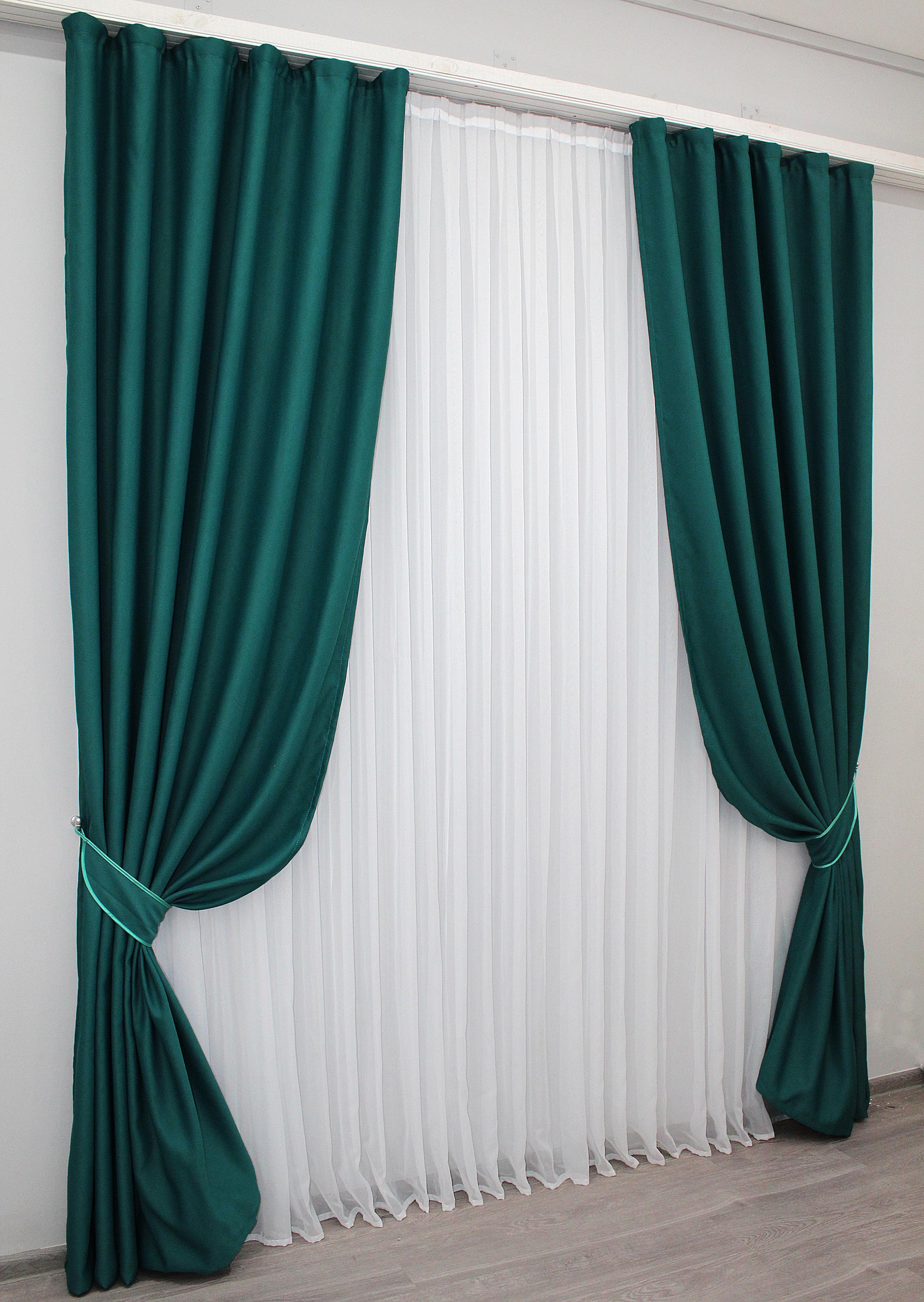 Комплект штор VR-Textil Fusion Dimout № 794ш блэкаут 150х270 см 2 шт. Изумрудный (30-579) - фото 3