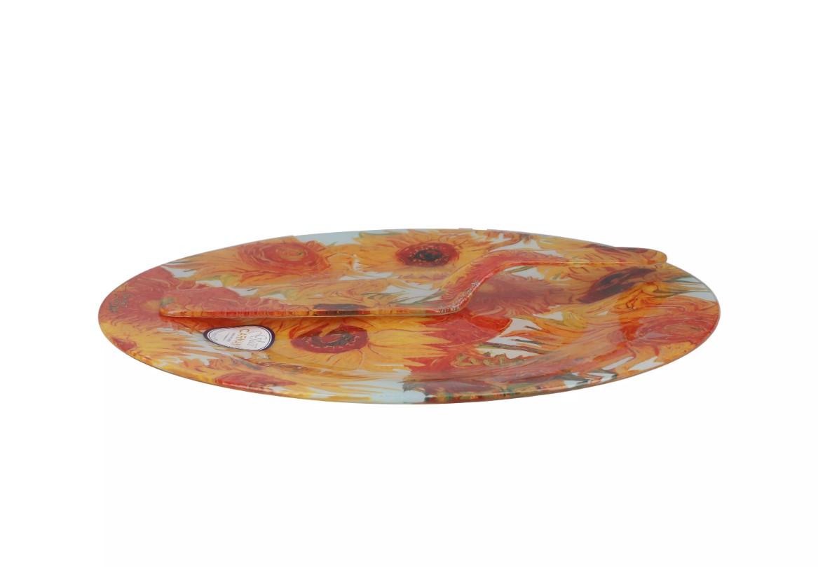 Стеклянная тарелка для торта Carmani с лопаткой Ван Гог Звездная ночь d 30 см (198-1224) - фото 2