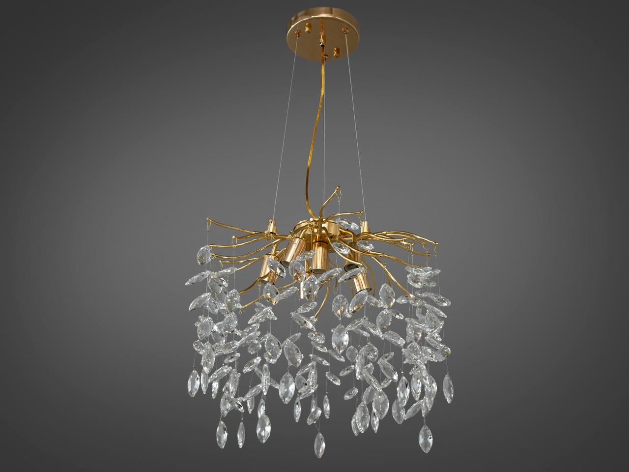 Люстра подвесная хрустальная 1607-450GD-LS на 6 ламп Золотой (2342579597)
