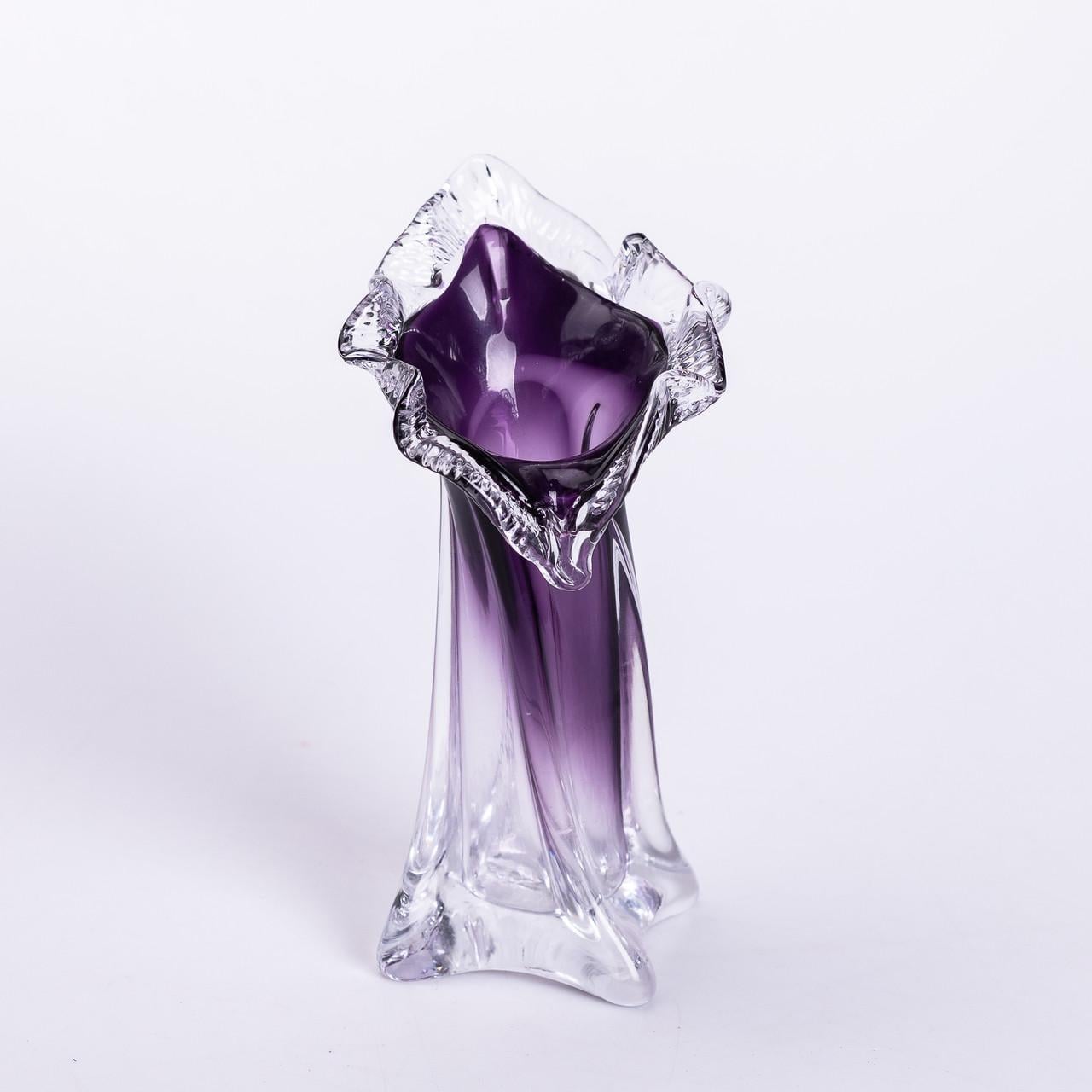 Ваза для цветов декоративная стеклянная 20 см 110 мл Фиолетовый