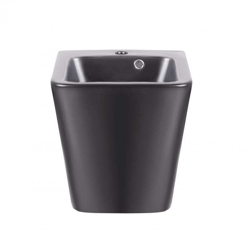 Раковина подвесная моноблок Q-tap Tern с донным клапаном Matt Black QT1711G808MB