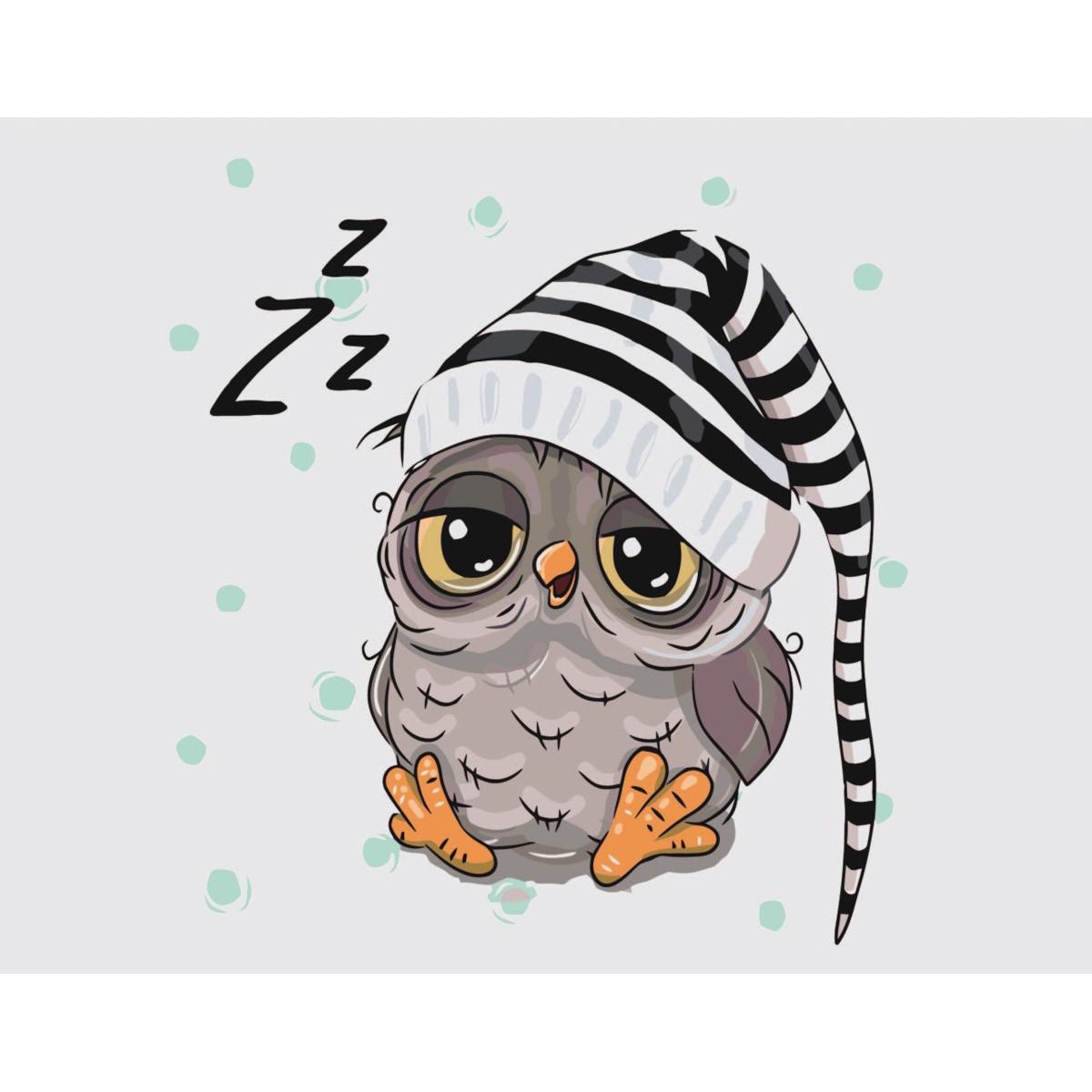 Картина по номерам Strateg Премиум Сонливая Сова с лаком 30х40 см (SS-6414)