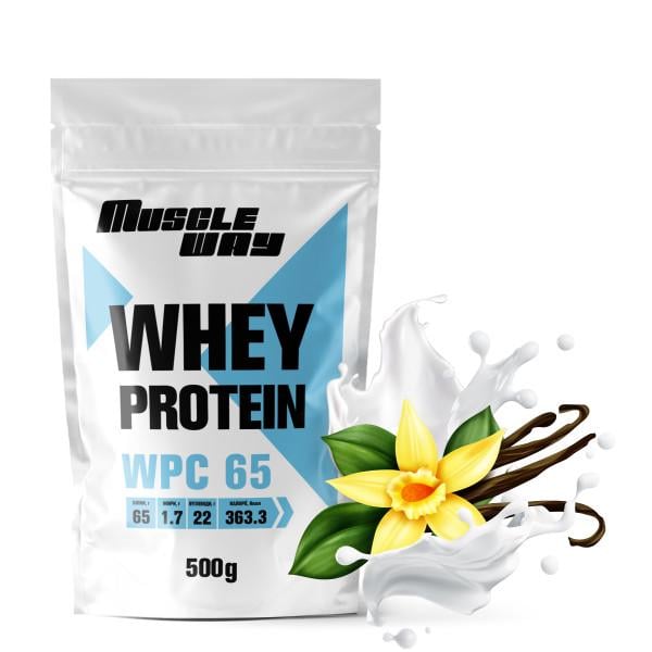 Протеин сывороточный MuscleWay 65% концентрат на 11 порций 500 г Ваниль (21-125-ksb65-mw-rs500.2)