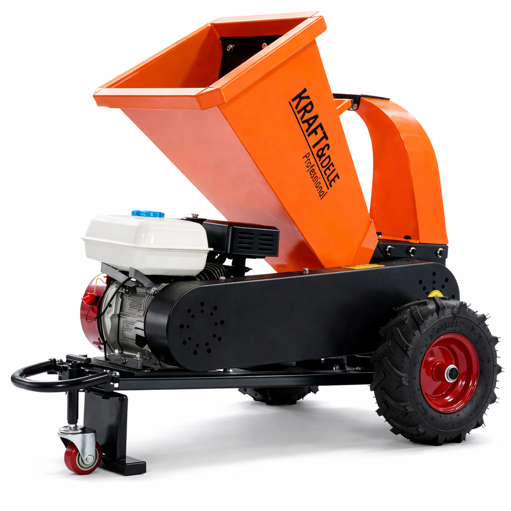Измельчитель веток бензиновый Kraft&Dele KD5215 OHV 4-тактный 7 л.с 60 мм 212 см³ 3600 об/мин на колесах