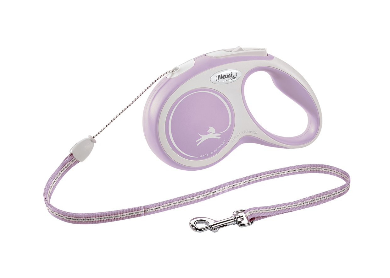 Поводок-рулетка для собак Flexi New Comfort S мелких пород трос 5 м до 12 кг Сиреневый