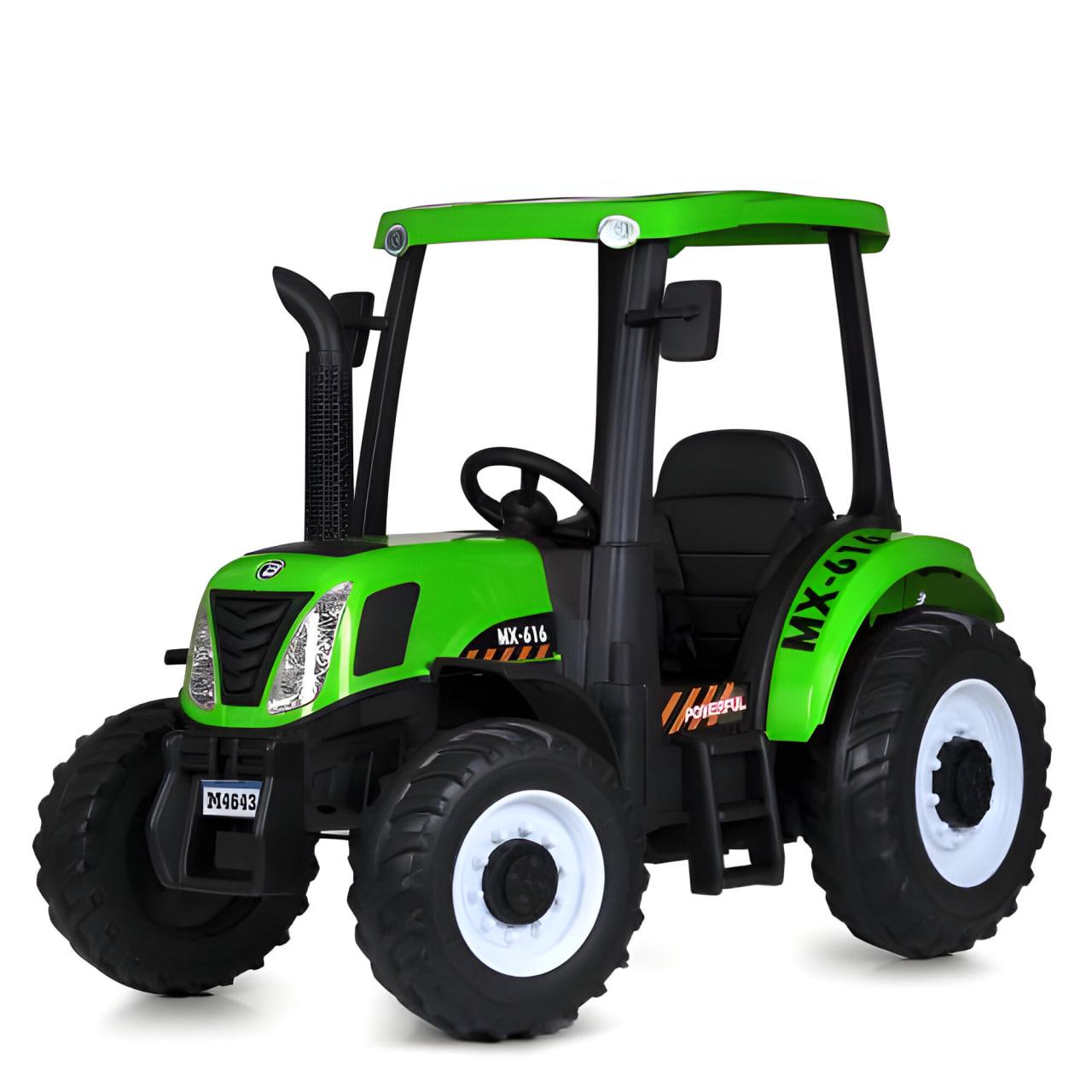 Детский электрокар-трактор M 4643EBLR-5 24V 2x12V10AH EVA TF кожа Зеленый (27109262)