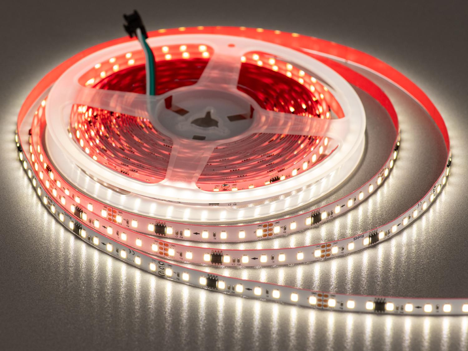 Світлодіодна стрічка адресна 12 В 126 діодів на метр 8 мм Нейтральний білий (NWS12-2835-126-NW-20-8)