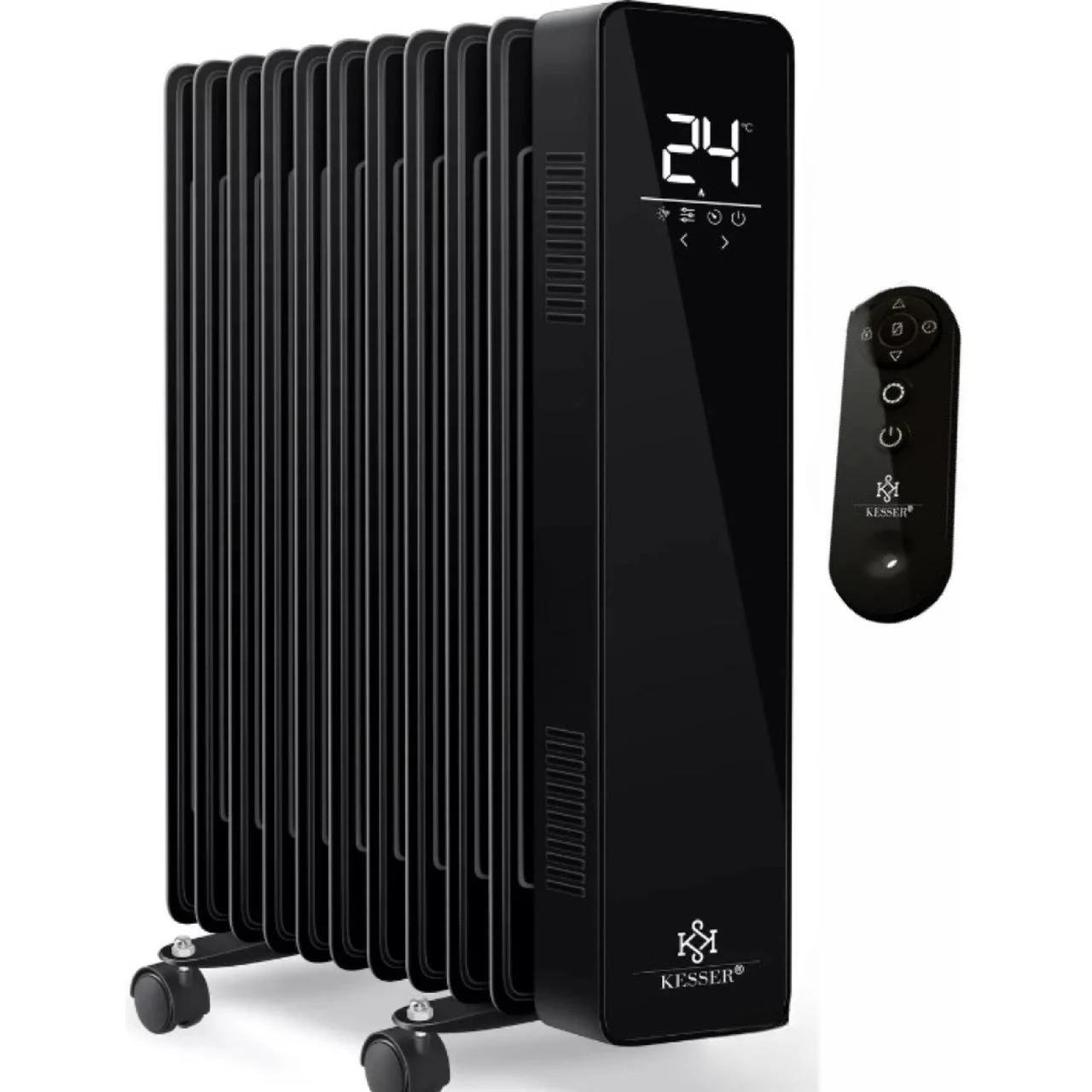 Обогреватель масляный электрический KESSER с дисплеем 2500 Вт 61x49,5x23,6 см Черный