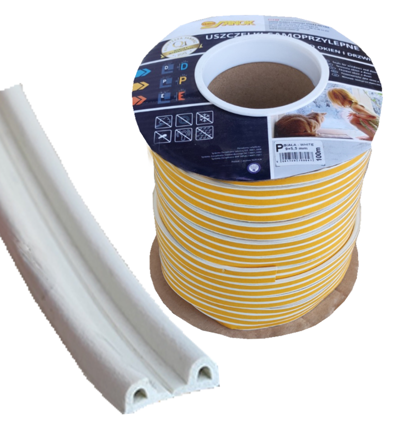 Ущільнювач для вікон та дверей STOMIL P-профіль 9х5,5 мм Білий - фото 1 Ущільнювач для вікон та дверей STOMIL P-профіль 9х5,5 мм Білий - фото 1