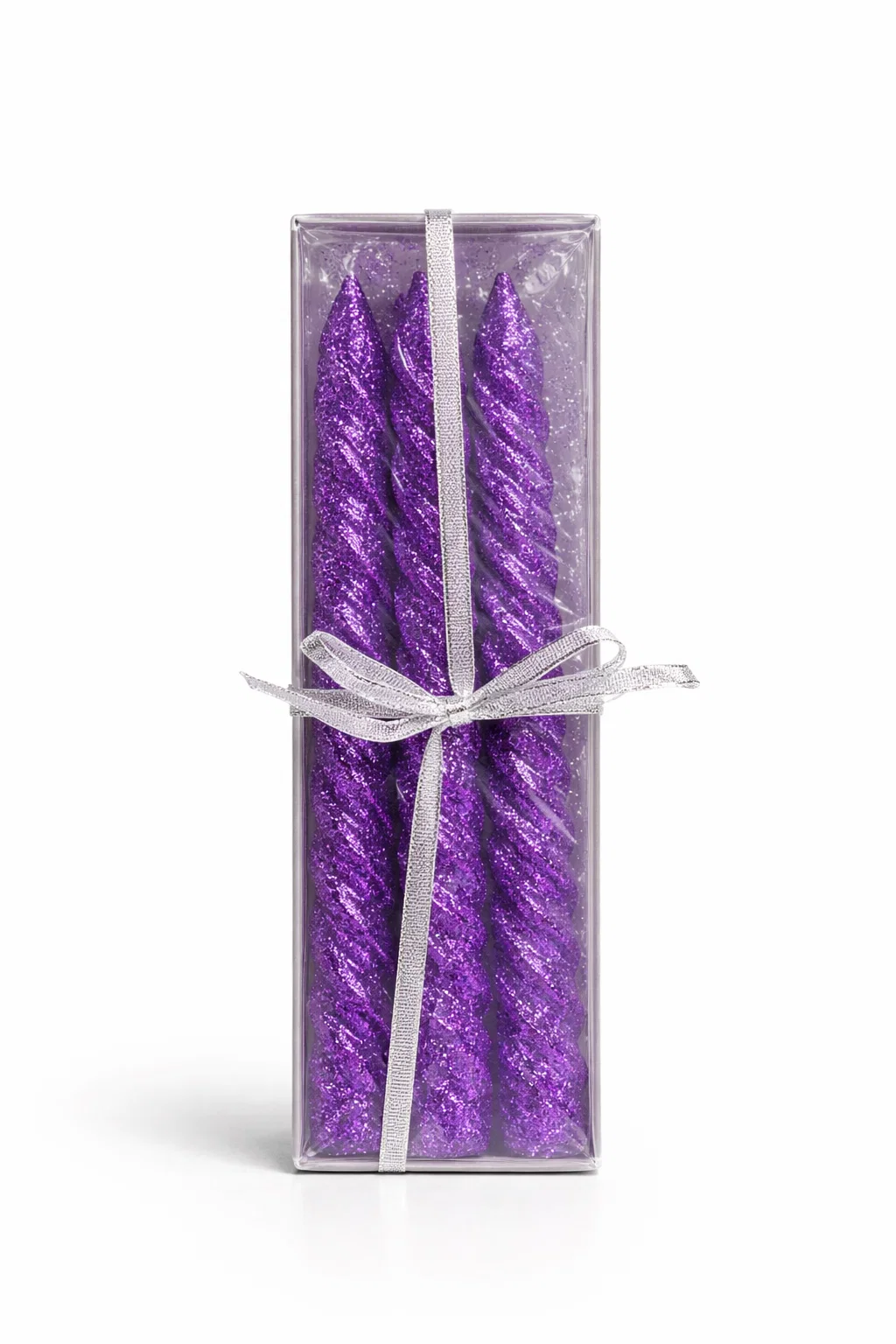 Набор свечей праздничных с блеском для торта и декора 15 см 3 шт. Фиолетовый (31323812)