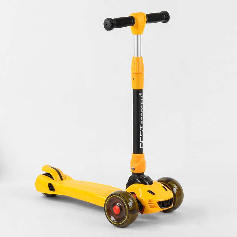 Самокат трехколесный Best Scooter CR-62111 MAXI 3 колеса PU со светом d 12 см Желтый
