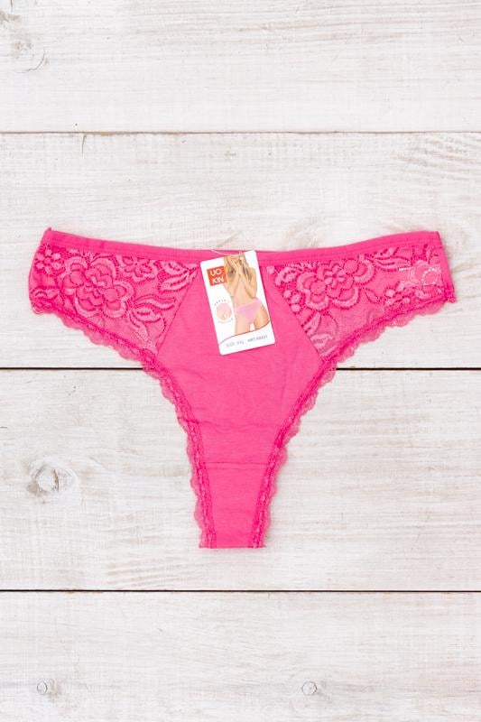 Труси жіночі танго однотонні з мереживом Носи Своє XXL Рожевий (11477)