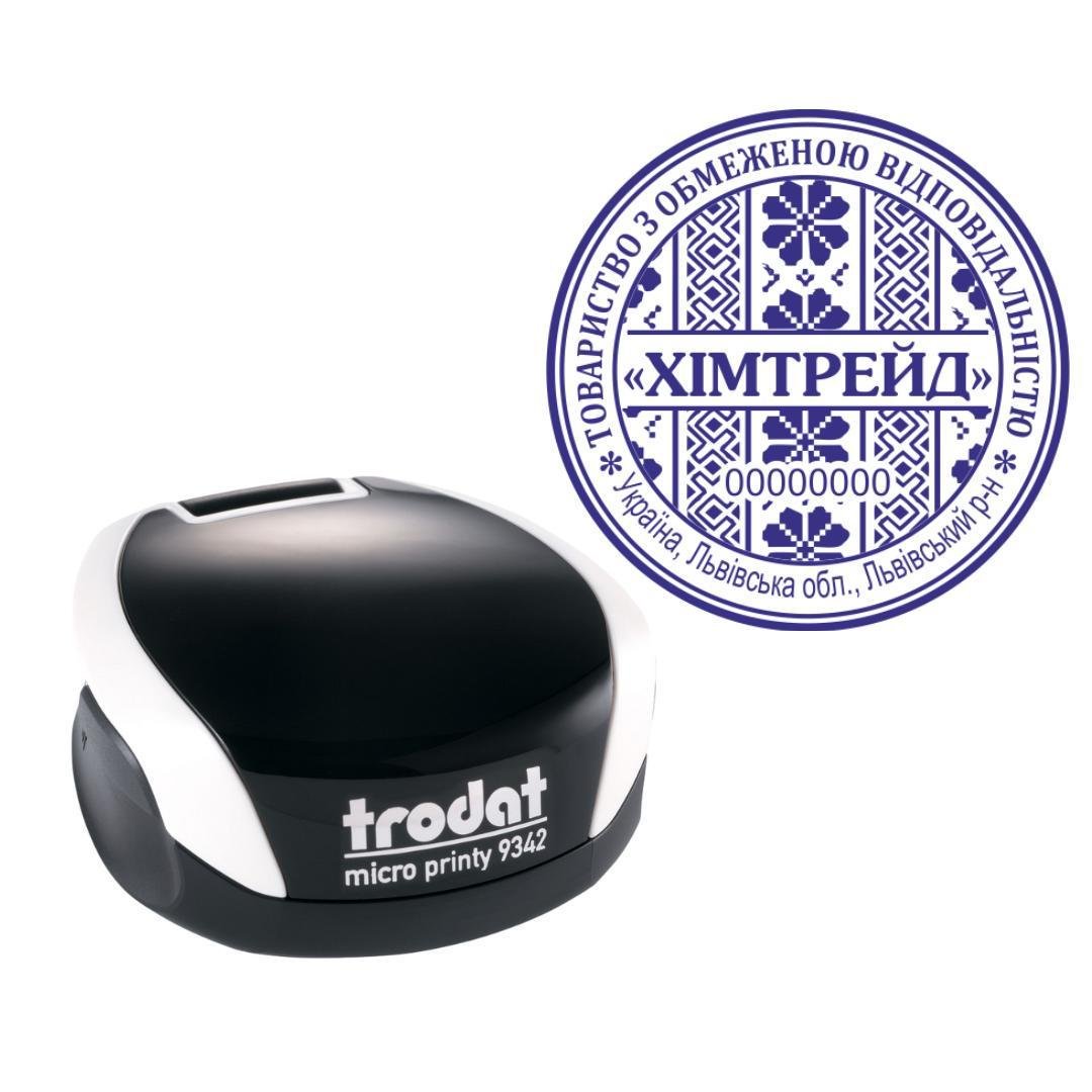 Печать ТОВ на карманном оснащении Trodat Micro Printy 9342 d 42 мм Белый (ООО13/9342/W)