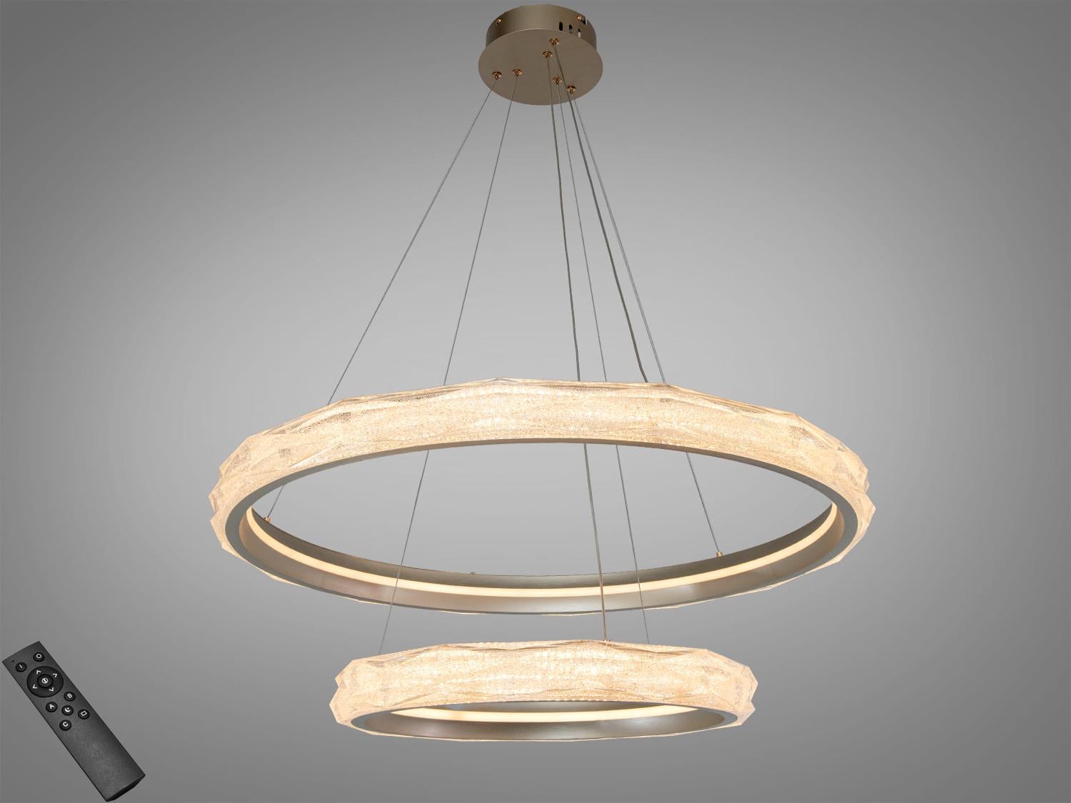 Люстра подвесная LED Diasha 2 кольца/пульт 200Вт Золотой (583-800/500G)